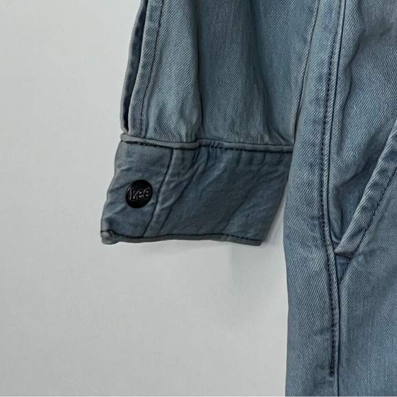 Lee Coveralls Jumpsuit Union All Denim Jeans Light Wash Long Sleeve Distressed M - Picture 13 of 16
